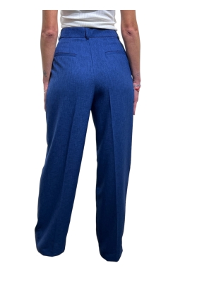 Vicolo - Tailleur blu con gilet tre bottoni e pantaloni vita alta palazzo