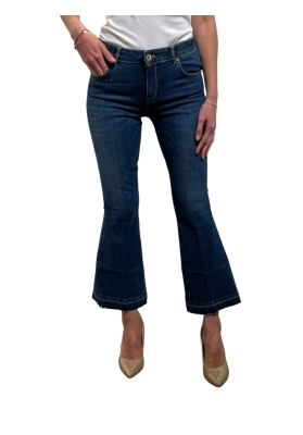Vicolo - Jeans modello zampetta blu fondo taglio vivo