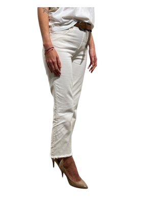 Pantaloni Tensione In modello zampetta bianco con cintura