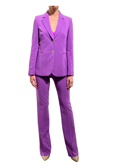 Rinascimento - Tailleur iris giacca due bottoni e pantaloni vita alta a zampa