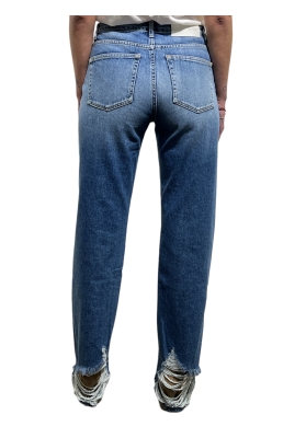 Vicolo - Jeans vita alta dritto con strappi sul fondo dietro