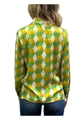 Camicia Wu'side fantasia geometrica lime e verde