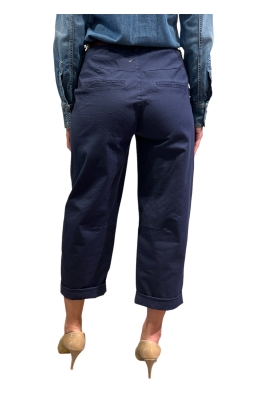 Pantaloni Tensione In blu vita alta modello carrot con cintura