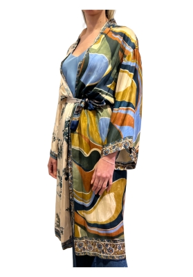 Souvenir - Kimono fluido fantasia con cintura in vita