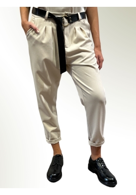 Souvenir - Pantaloni baggy con cinta panna