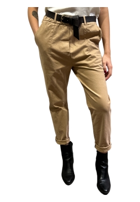 Motel - Pantaloni con elastico in vita e cintura cammello