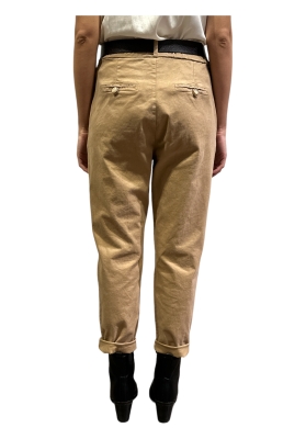Motel - Pantaloni con elastico in vita e cintura cammello