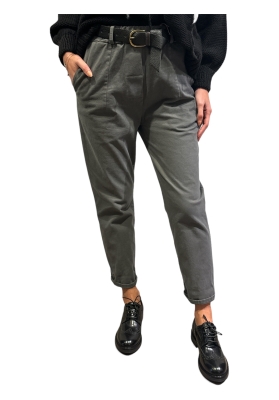Motel - Pantaloni con elastico in vita e cintura grigio