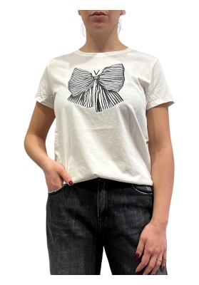 Vicolo - T-Shirt con stampa fiocco bianca