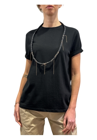 Souvenir - T-Shirt basic in cotone con collana nera