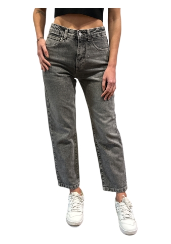 Haveone - Jeans vita alta dritto grigio