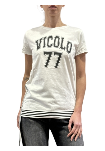 Vicolo - T-Shirt con stampa e banda laterale a righe bianca