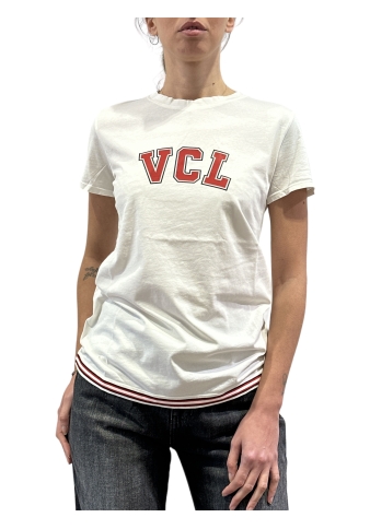 Vicolo - T-Shirt con stampa con bordo a contrasto bianca