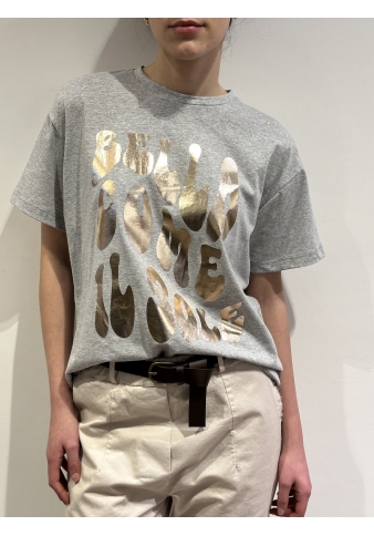 Tensione In - T-Shirt con stampa grigia e oro