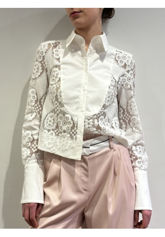Imperial - Camicia in pizzo floreale bianca