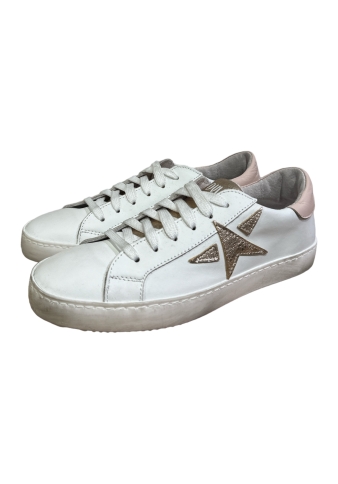Ovyè - Sneakers in pelle con stella bianca e rosa