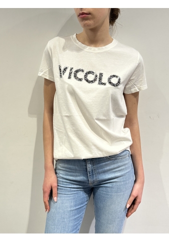 Vicolo - T-Shirt con applicazione strass bianca
