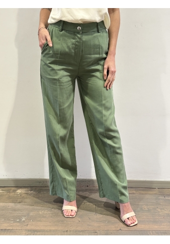 Wu Side - Pantalone vita alta dritto verde