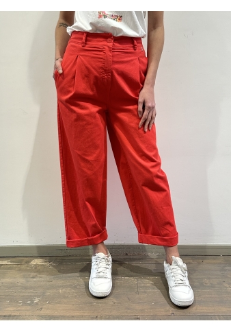Souvenir - Pantalone vita alta dritto rosso
