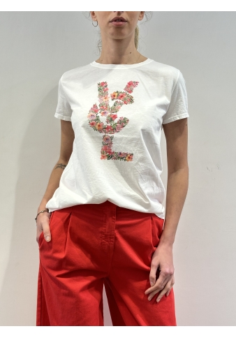 Vicolo - T-Shirt stampa fantasia floreale bianca