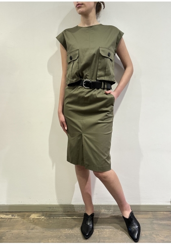 Vicolo - Vestito cut out con cintura verde militare