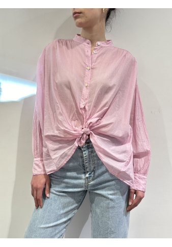 Dixie - Camicia collo koreana con nodo rosa