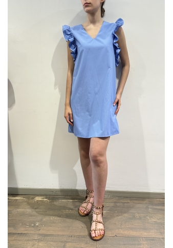 Vicolo - Vestito corto scollo a V e rouches azzurro