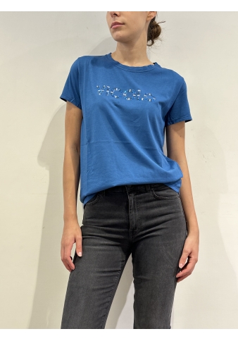 Vicolo - T-Shirt con applicazioni strass blu