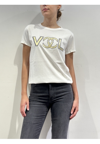 Vicolo - T-Shirt con stampa oro bianca