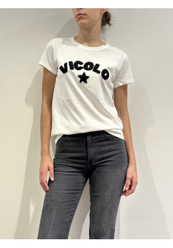 Vicolo - T-Shirt con stampa bouclé nera e bianca