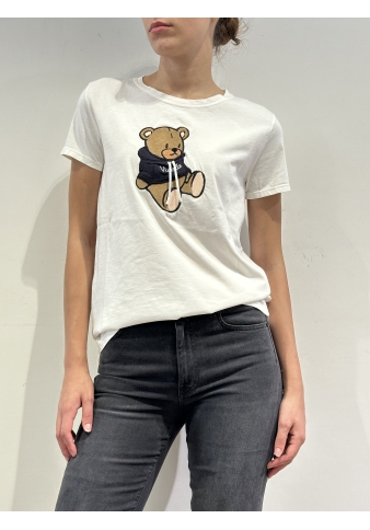 Vicolo - T-Shirt con stampa orso bianca