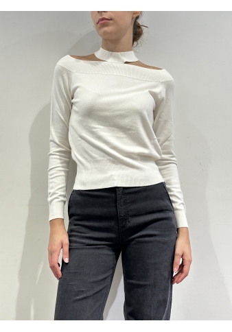 Vicolo - Maglia cut out panna