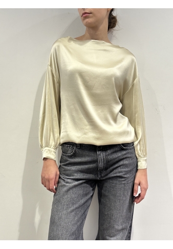 Tensione In - Blusa girocollo in satin panna