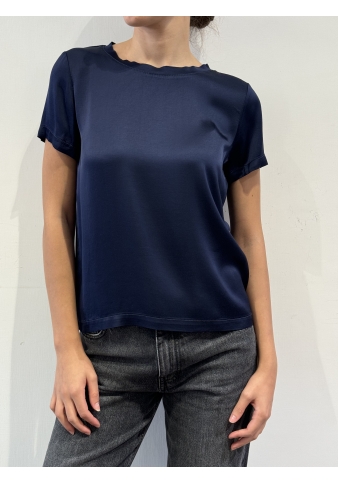 Haveone - T-Shirt in satin blu scuro