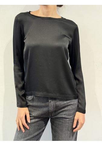 Haveone - Blusa girocollo in satin nera