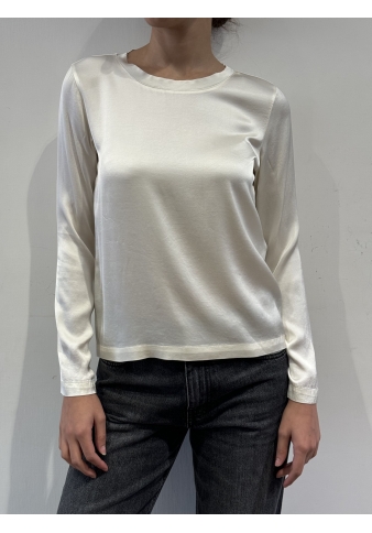 Haveone - Blusa girocollo in satin panna