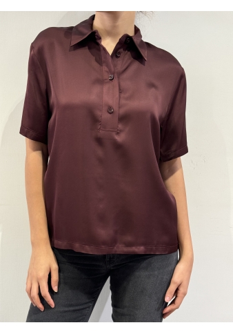 Imperial - Camicia polo in satin bordeaux