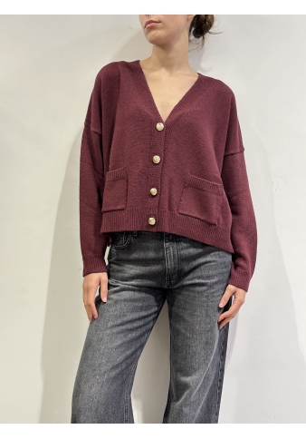 Kontatto - Cardigan con tasche bordeaux