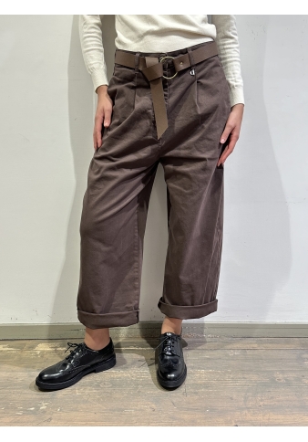 Dixie - Pantalone baggy con risvolto marrone