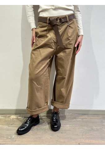 Dixie - Pantalone baggy con risvolto cammello