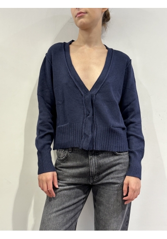 Haveone - Cardigan con cuciture esterne e tasche blu