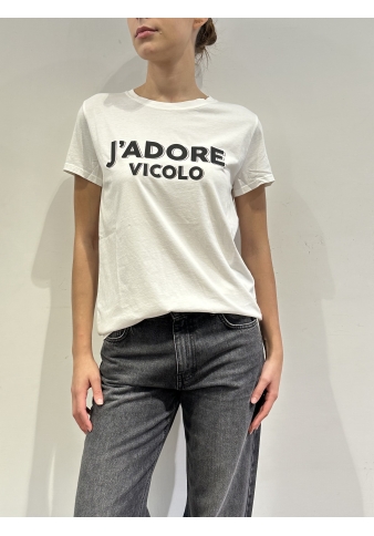 Vicolo - T-Shirt con stampa J'Adore bianca