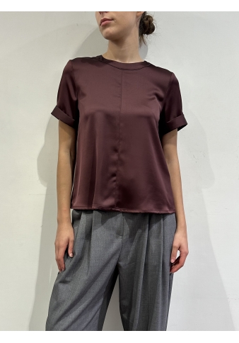 Dixie - Blusa in satin bordeaux