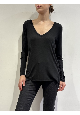 Dixie - Maglia basic scollo a V nera