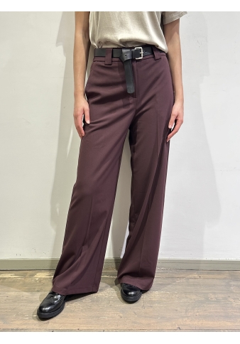 Tensione In - Pantalone palazzo con cintura bordeaux