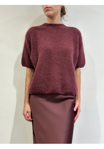 Imperial - Maglia maniche corte in mohair bordeaux