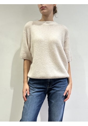 Imperial - Maglia maniche corte in mohair panna