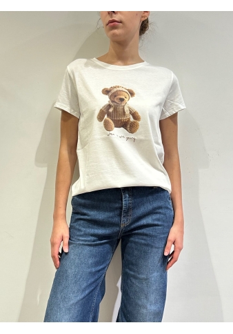 Vicolo - T-Shirt stampa orso bianca