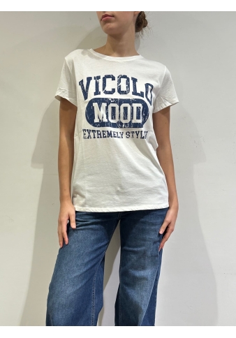 Vicolo - T-Shirt con stampa blu e bianca