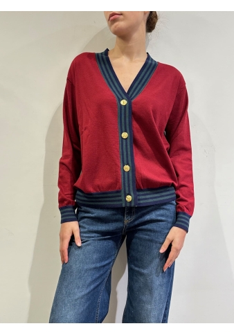 Vicolo - Cardigan con bottoni oro bordeaux